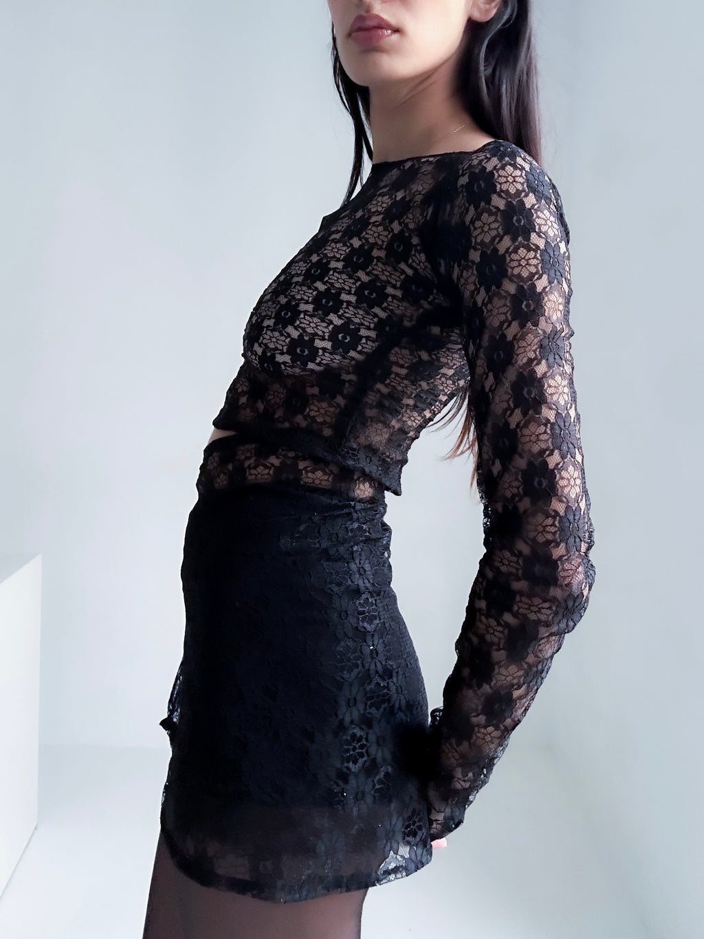 black lace skirt