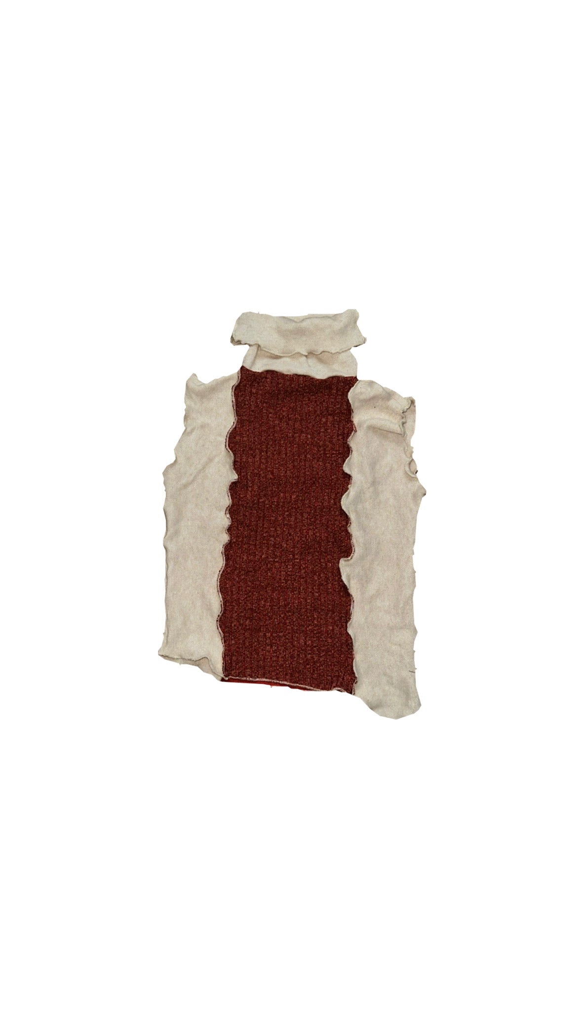 TURTLENECK TOP - BURGUNDY/CREAM
