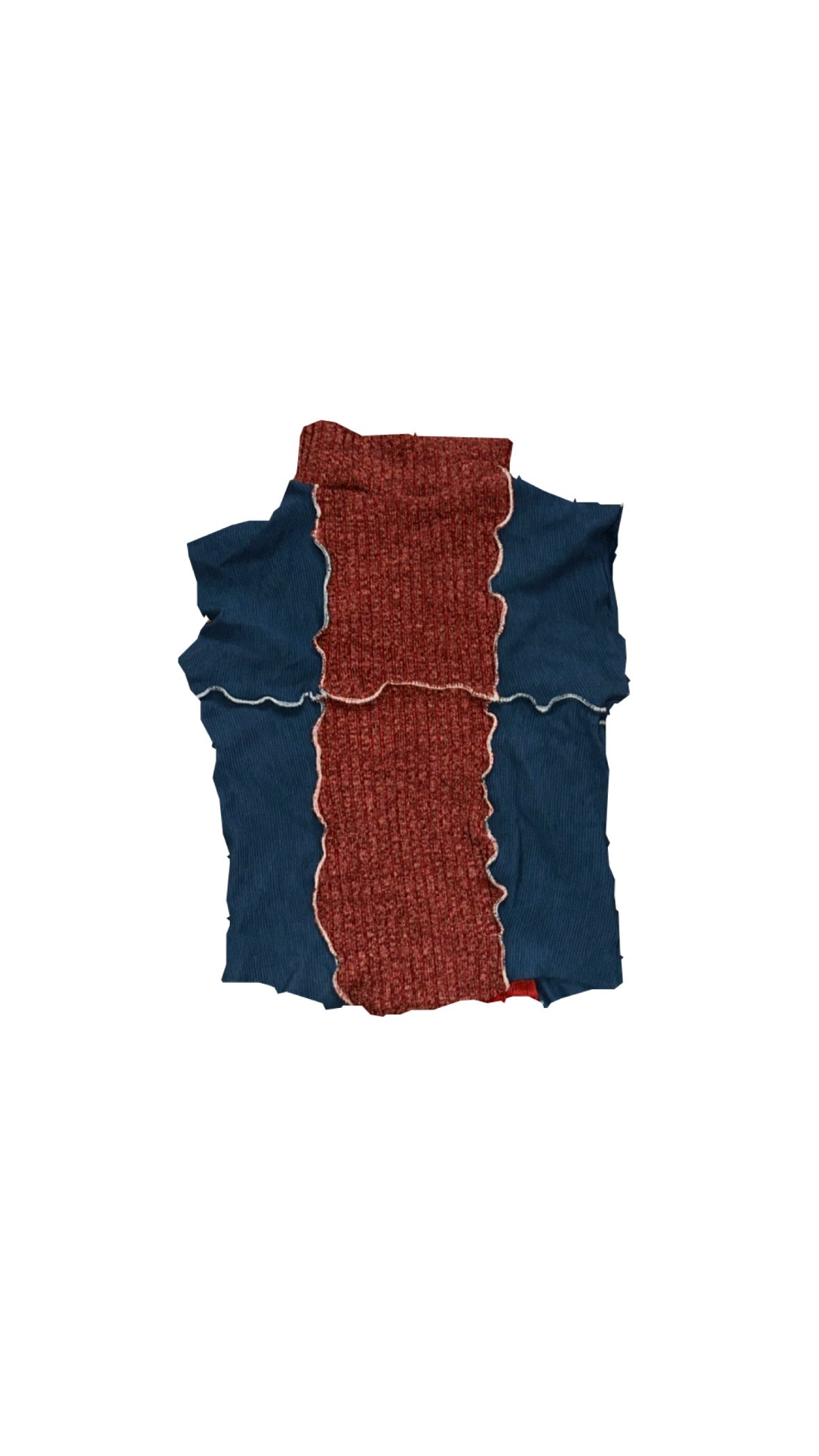 TURTLENECK TOP - BLUE/RED