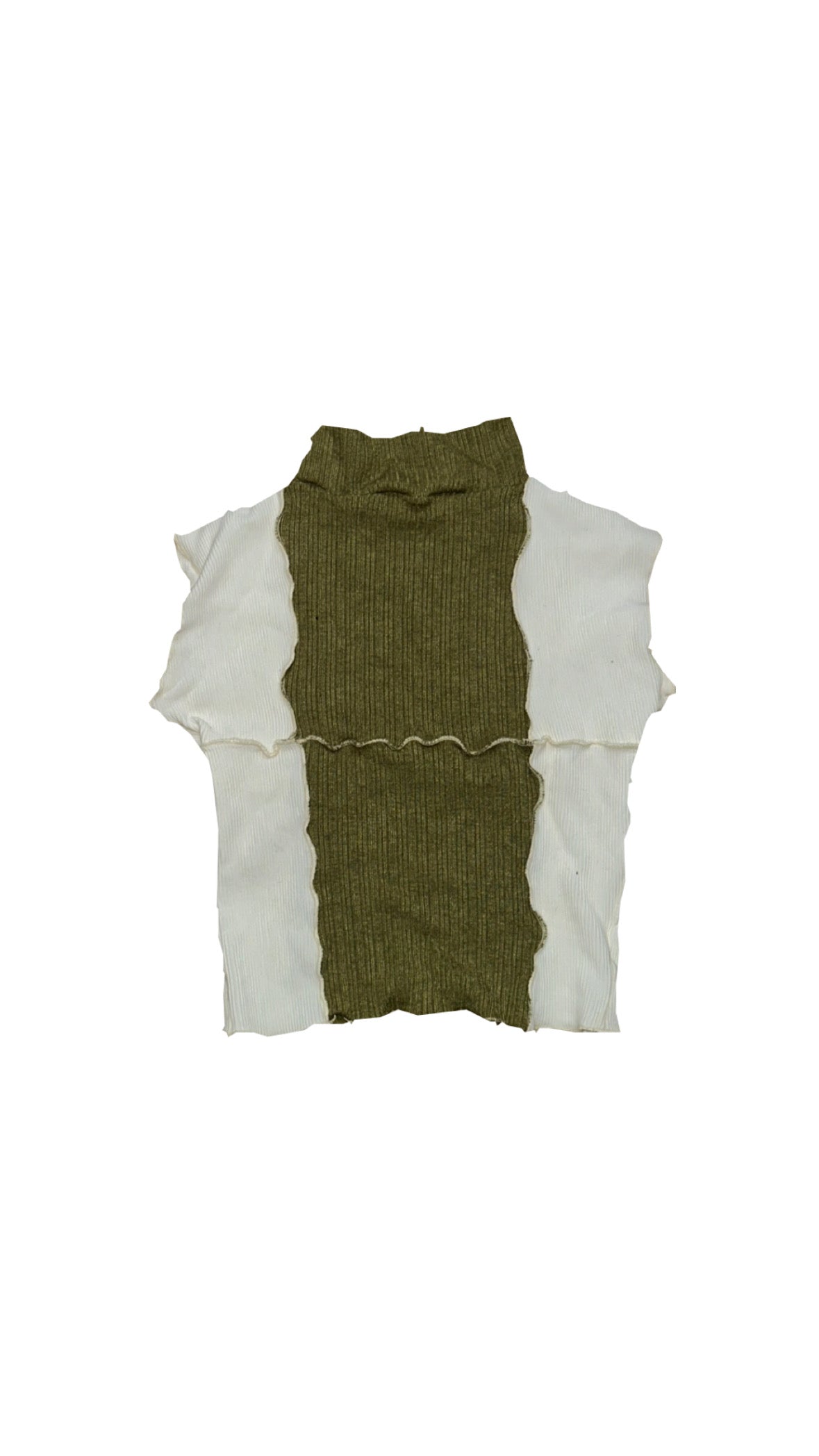 TURTLENECK TOP - OLIVE/WHITE