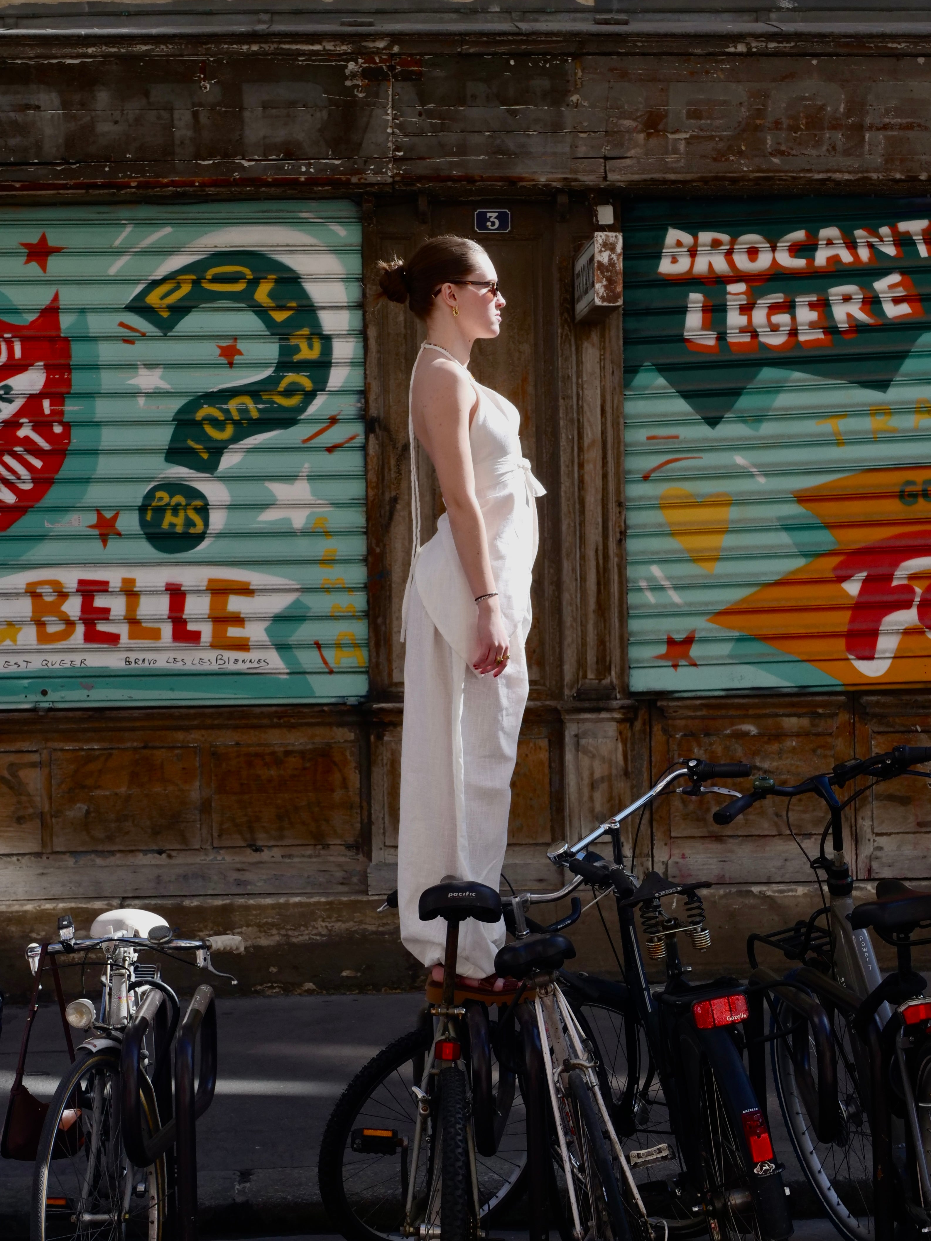 Pantalon BAGGY en lin BLANC