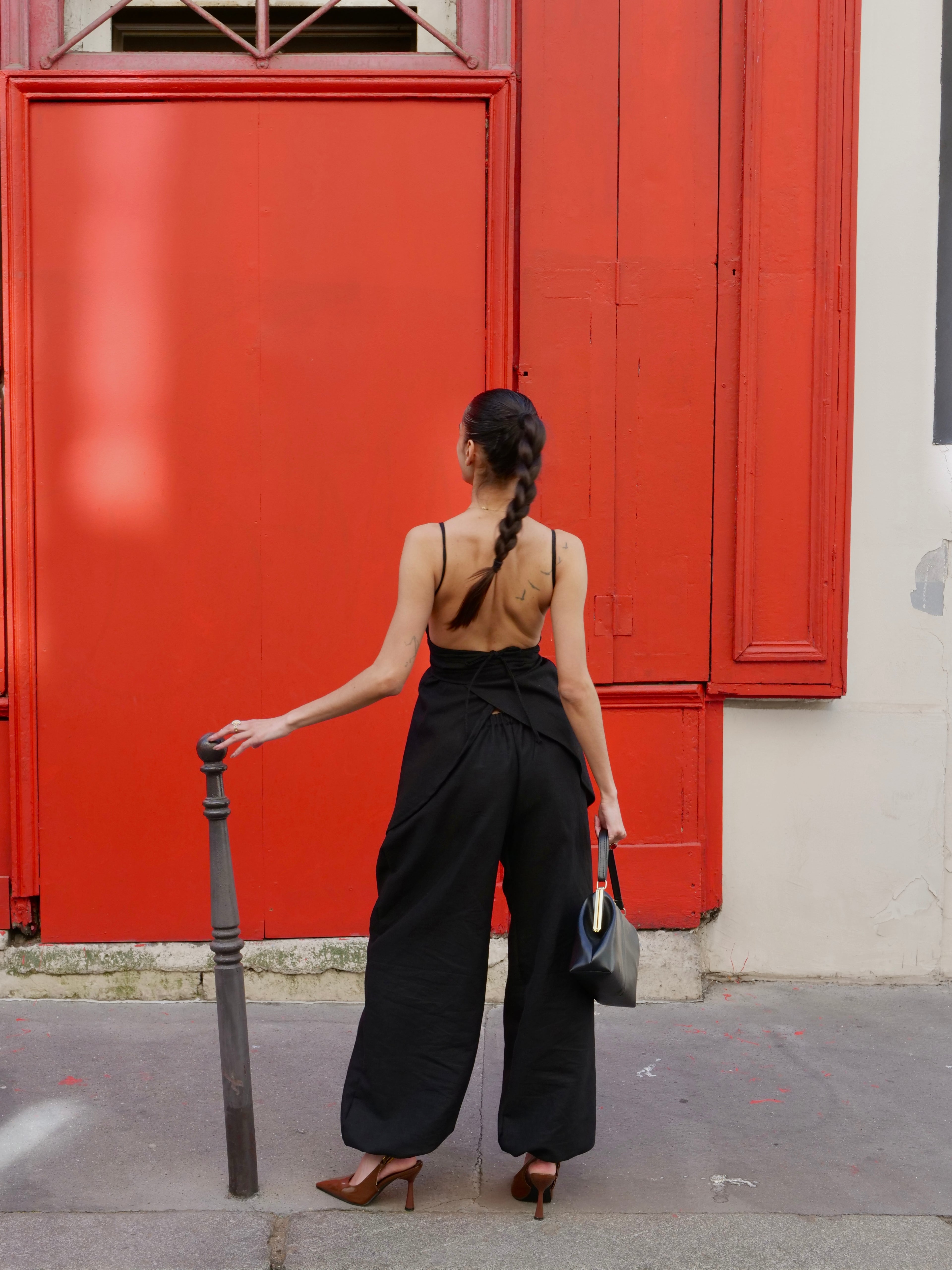 Pantalon BAGGY en lin NOIR