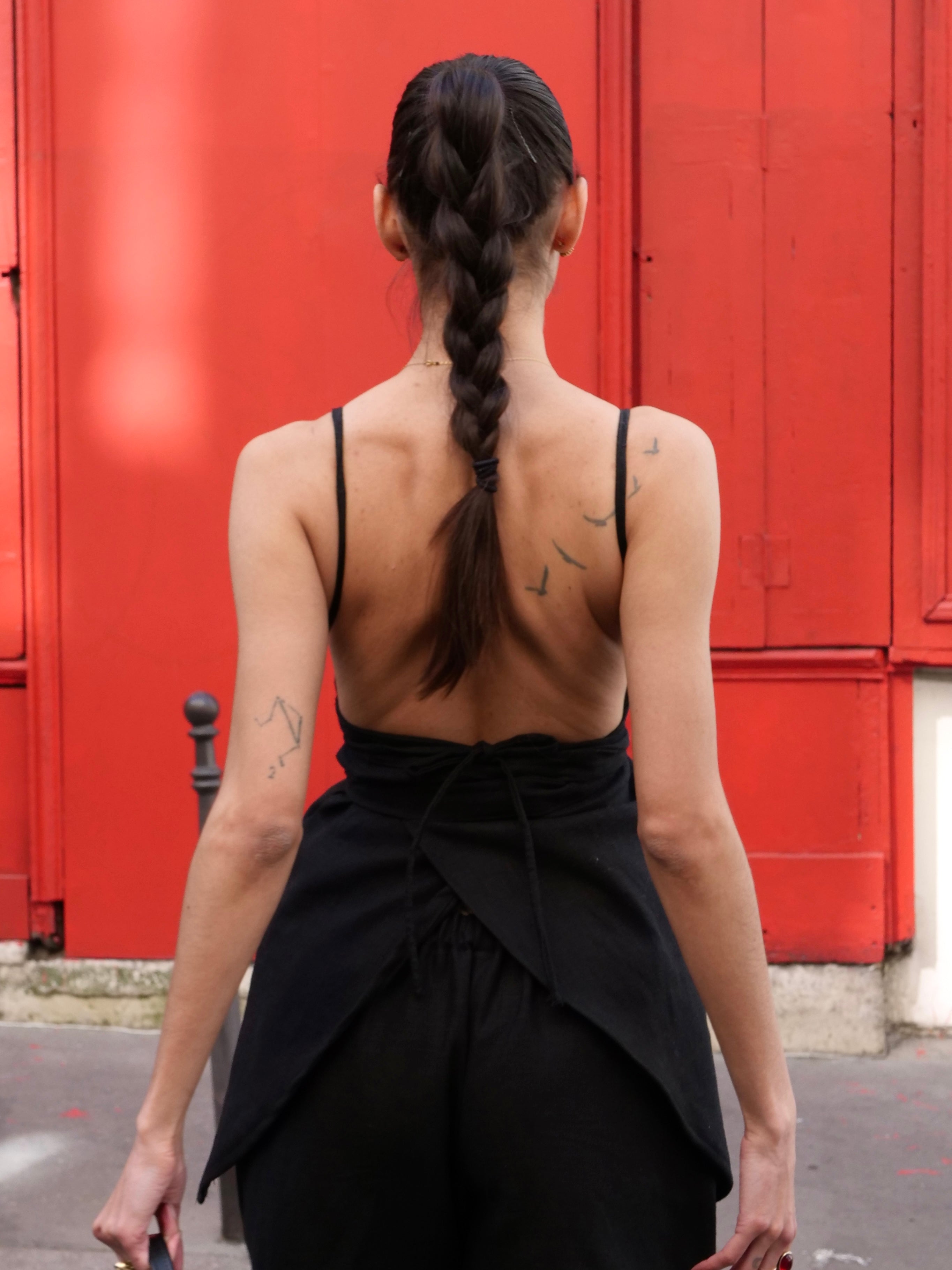 Haut en lin NOIR
